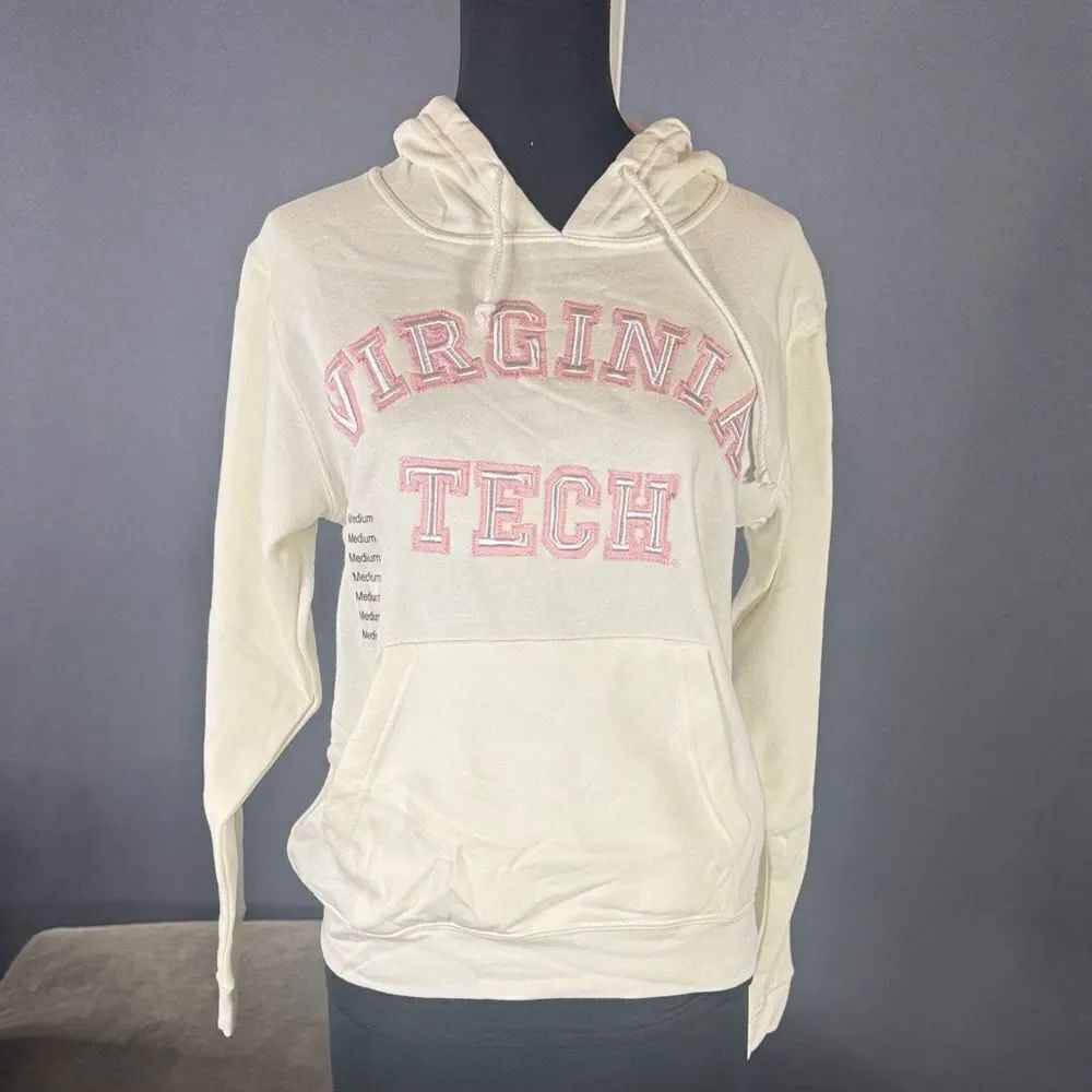 Women’s Virginia Tech Cream College Hoodie Embroidered Size M NEW